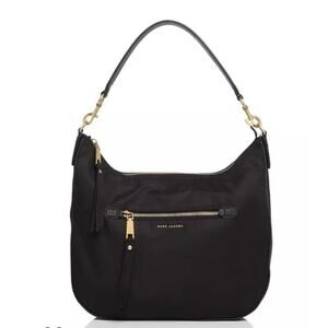 Marc Jacobs Hobo Bag Womens Large Black Nylon Shoulder Purse Gold Hardware